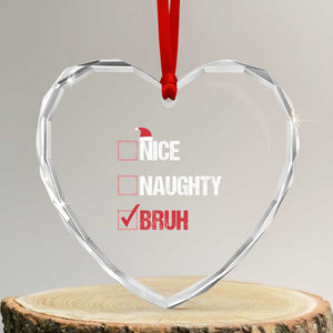 Santa Heart Crystal Glass Ornament Nice Naughty Bruh Xmas List TS10 Transparent Glass 3'' Heart Print Your Wear