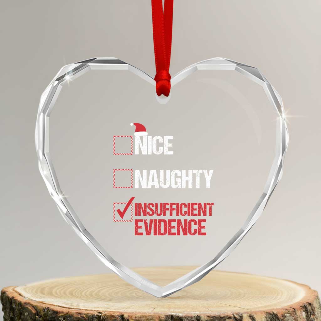 Santa Heart Crystal Glass Ornament Nice Naughty Insufficient Evidence Xmas List TS10 Transparent Glass 3'' Heart Print Your Wear