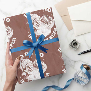 Santa Ho Ho Hold My Beer Wrapping Paper Roll Funny Xmas In July Summer Xmas TS10 Mocha Print Your Wear
