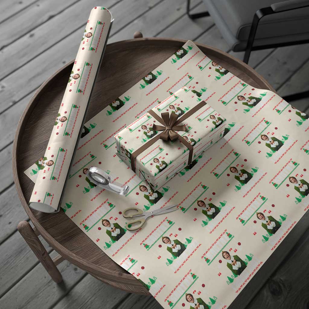 Santa I Know Him Wrapping Paper Roll Funny Elf Christmas TS14 Beige Print Your Wear