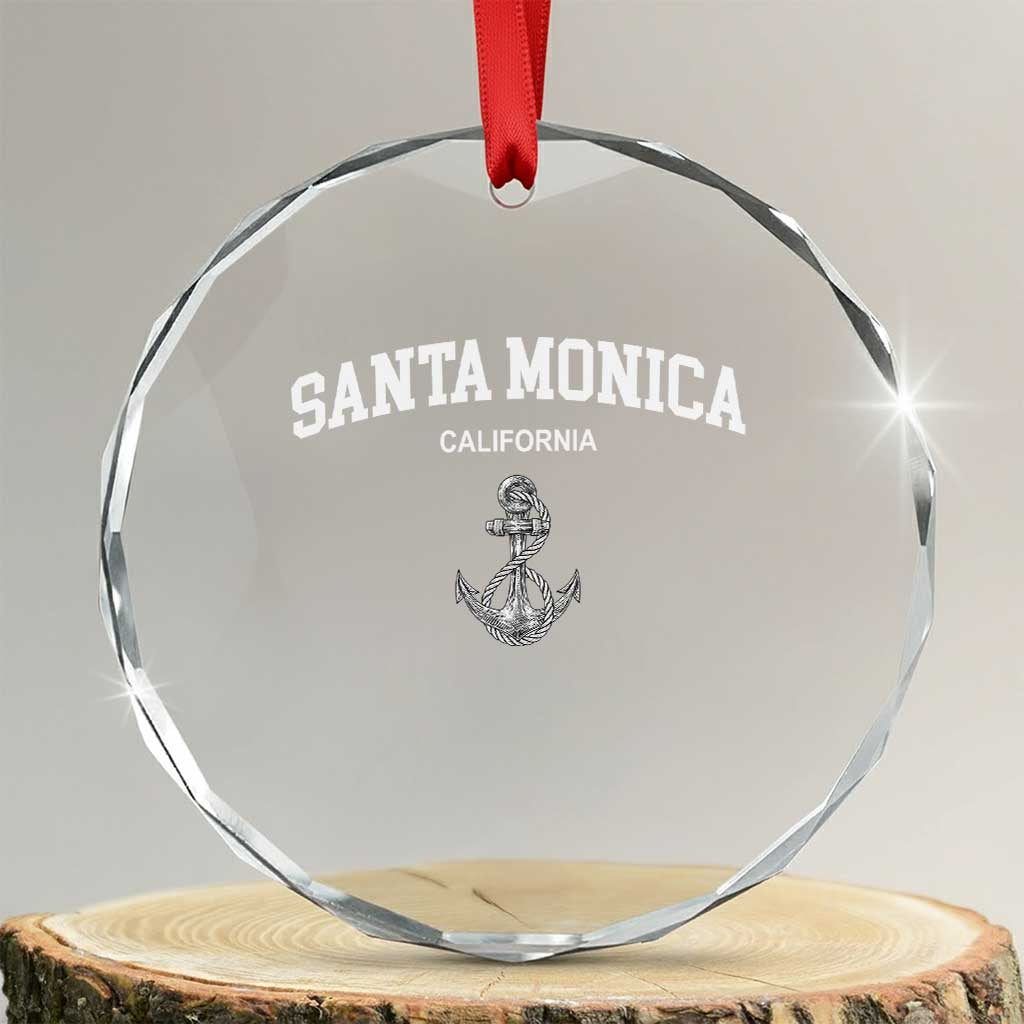 Santa Monica CA California Travel Souvenir Crystal Glass Ornament TS14 Transparent Glass 3'' Circle Print Your Wear