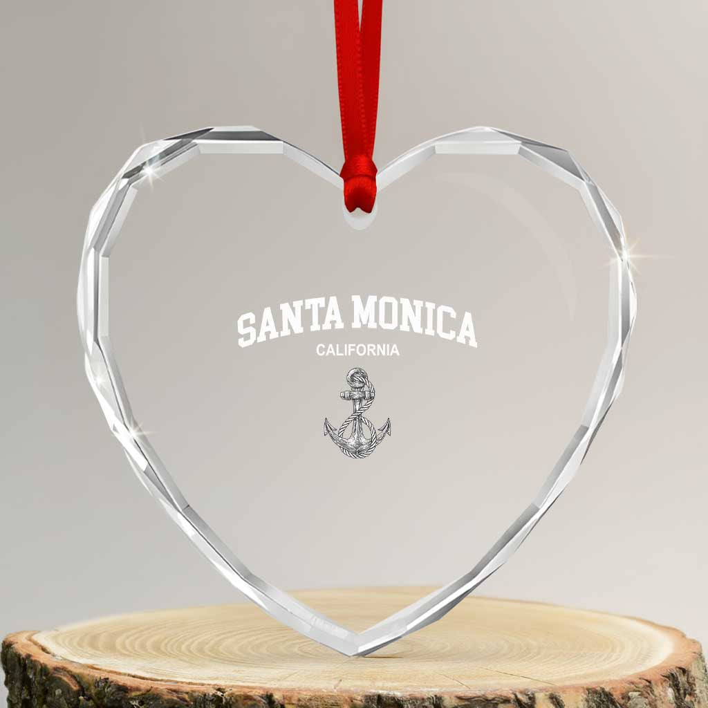 Santa Monica CA California Travel Souvenir Heart Crystal Glass Ornament TS14 Transparent Glass 3'' Heart Print Your Wear