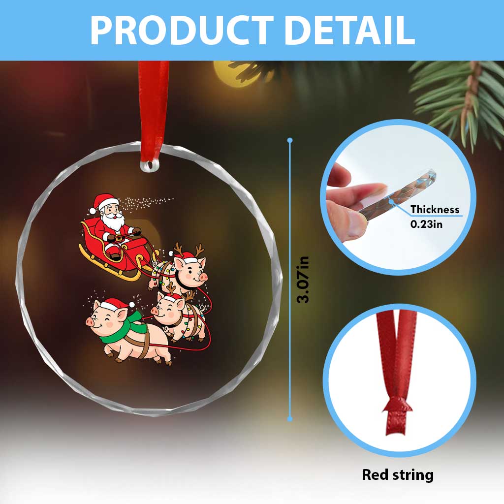 Santa Pig Sleigh Crew Crystal Glass Ornament Funny Christmas Pig Lover Gift TS12 Print Your Wear