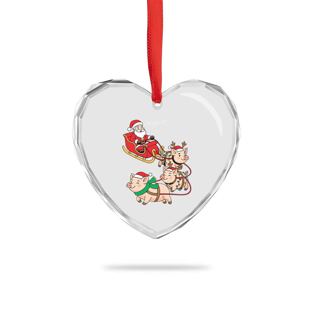 Santa Pig Sleigh Crew Heart Crystal Glass Ornament Funny Christmas Pig Lover Gift TS12 Print Your Wear