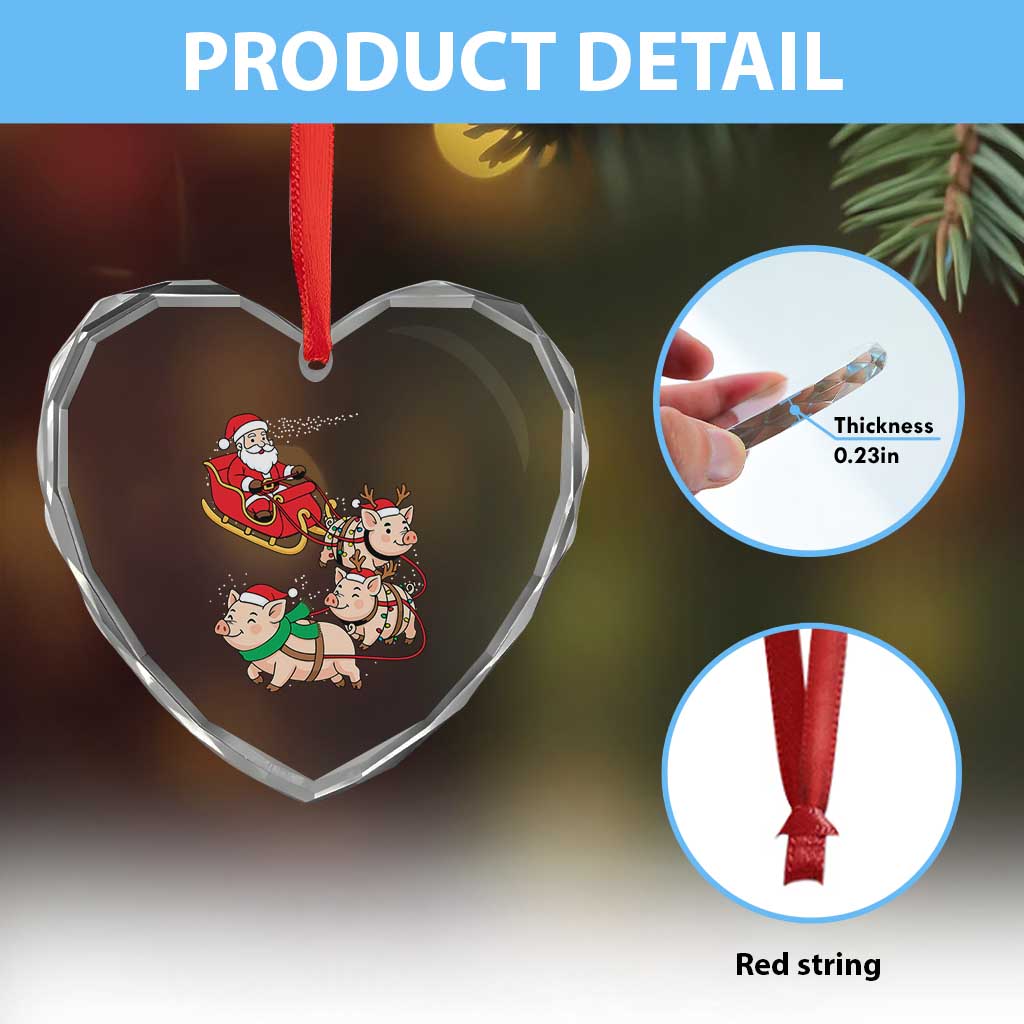 Santa Pig Sleigh Crew Heart Crystal Glass Ornament Funny Christmas Pig Lover Gift TS12 Print Your Wear