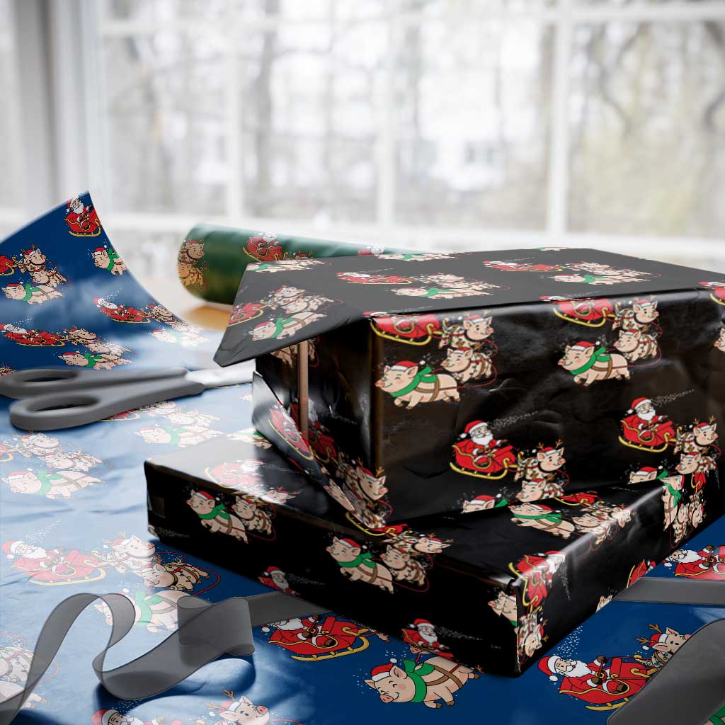 Santa Pig Sleigh Crew Wrapping Paper Roll Funny Christmas Pig Lover Gift TS12 Black Print Your Wear