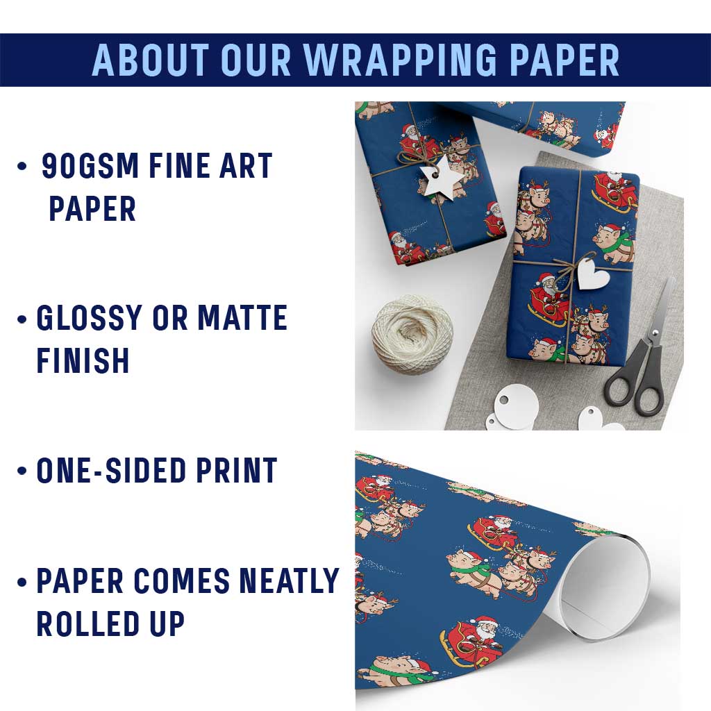 Santa Pig Sleigh Crew Wrapping Paper Roll Funny Christmas Pig Lover Gift TS12 Print Your Wear