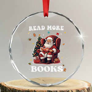 Santa Reading Lover Crystal Glass Ornament Read More Books TS02 Transparent Glass 3'' Circle Print Your Wear