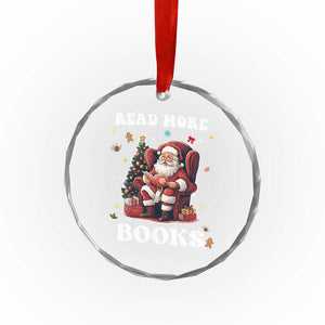 Santa Reading Lover Crystal Glass Ornament Read More Books TS02 Print Your Wear
