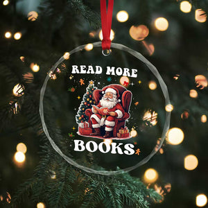 Santa Reading Lover Crystal Glass Ornament Read More Books TS02 Print Your Wear
