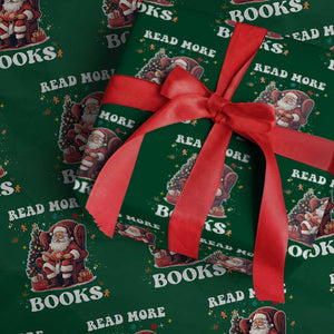 Santa Reading Lover Wrapping Paper Roll Read More Books TS02 Green Print Your Wear
