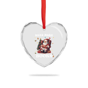 Santa Reading Lover Heart Crystal Glass Ornament Read More Books TS02 Print Your Wear