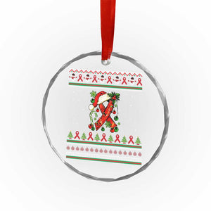 Santa Red Ribbon HIV Awareness Crystal Glass Ornament Ugly Sweater Christmas Gift TS12 Print Your Wear