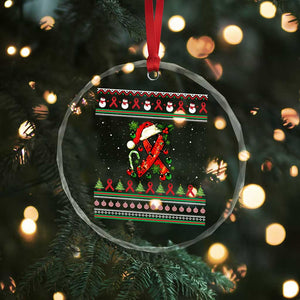 Santa Red Ribbon HIV Awareness Crystal Glass Ornament Ugly Sweater Christmas Gift TS12 Print Your Wear