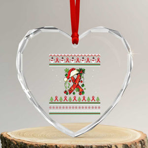 Santa Red Ribbon HIV Awareness Heart Crystal Glass Ornament Ugly Sweater Christmas Gift TS12 Transparent Glass 3'' Heart Print Your Wear