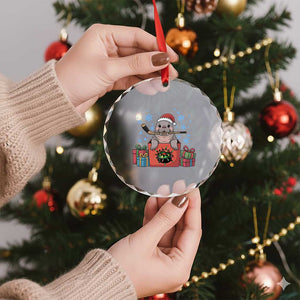 Santa Seal Playing Ice Hockey Crystal Glass Ornament Funny Christmas Gift TS12 Print Your Wear
