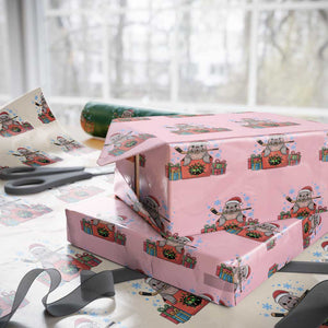Santa Seal Playing Ice Hockey Wrapping Paper Roll Funny Christmas Gift TS12 Light Pink Print Your Wear