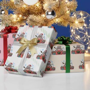 Santa Seal Playing Ice Hockey Wrapping Paper Roll Funny Christmas Gift TS12 Print Your Wear