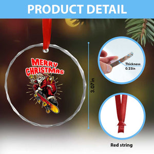 Santa Skateboarding Christmas Crystal Glass Ornament Funny Skater Xmas TS14 Print Your Wear