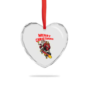Santa Skateboarding Christmas Heart Crystal Glass Ornament Funny Skater Xmas TS14 Print Your Wear