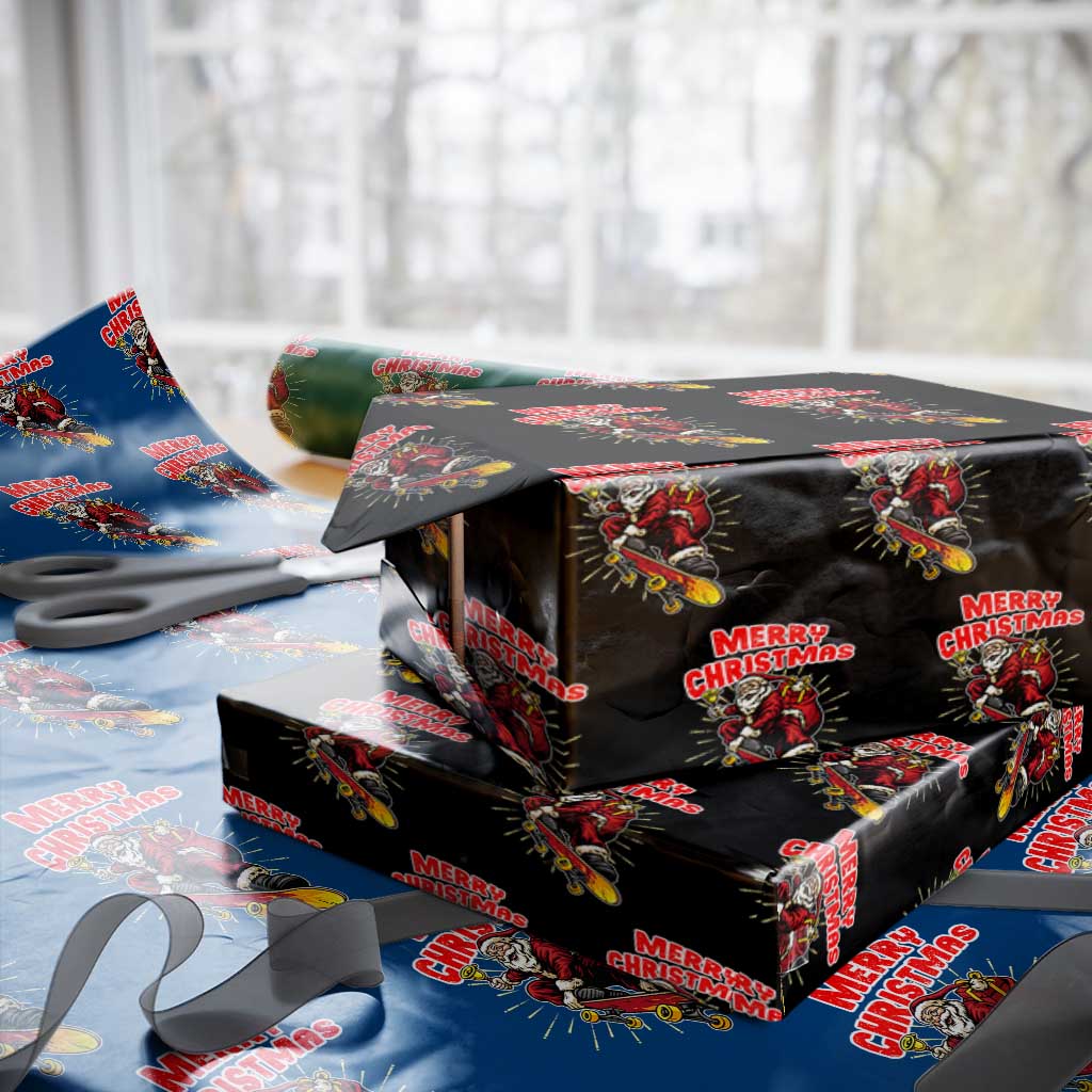 Santa Skateboarding Xmas Wrapping Paper Roll Funny Skater Xmas TS14 Black Print Your Wear