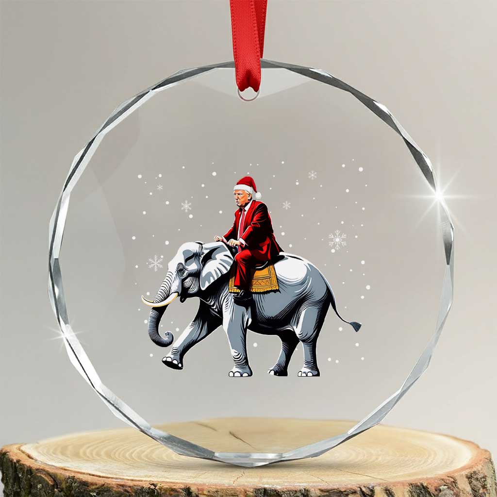 Santa Trump Riding Elephant Christmas Crystal Glass Ornament He Won 4t7h President Republican Xmas TS02 Transparent Glass 3'' Circle Print Your Wear
