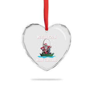 Santa Xmas Boat Fishing Heart Crystal Glass Ornament We Fish You A Merry Xmas Fisherman TS02 Print Your Wear