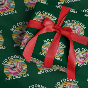 Santa Xmas In July Wrapping Paper Roll No Cookies Just Cocktails Flamingo Summer Beach Hawaii TS10 Green Print Your Wear