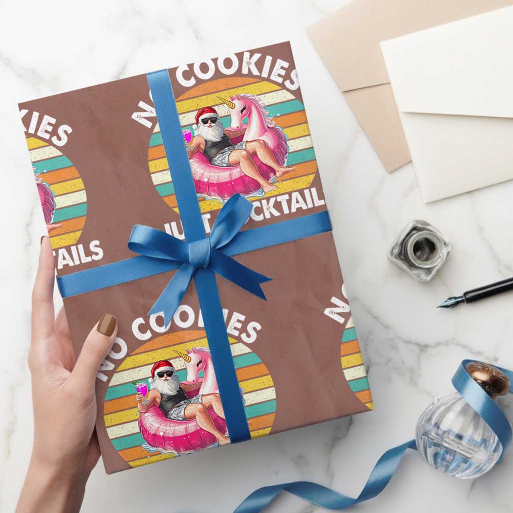 Santa Xmas In July Wrapping Paper Roll No Cookies Just Cocktails Flamingo Summer Beach Hawaii TS10 Mocha Print Your Wear