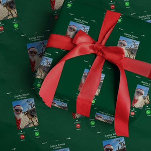 Santa Xmas Meme Wrapping Paper Roll Reindeer Video Call TS14 Green Print Your Wear
