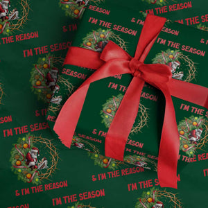 Santa Xmas Wrapping Paper Roll Baby Jesus Christian Xmas TS14 Green Print Your Wear