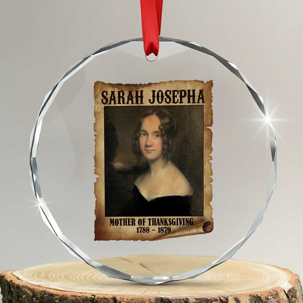Sarah Josepha Hale Crystal Glass Ornament Mother Of Thanksgiving TS11 Transparent Glass 3'' Circle Print Your Wear