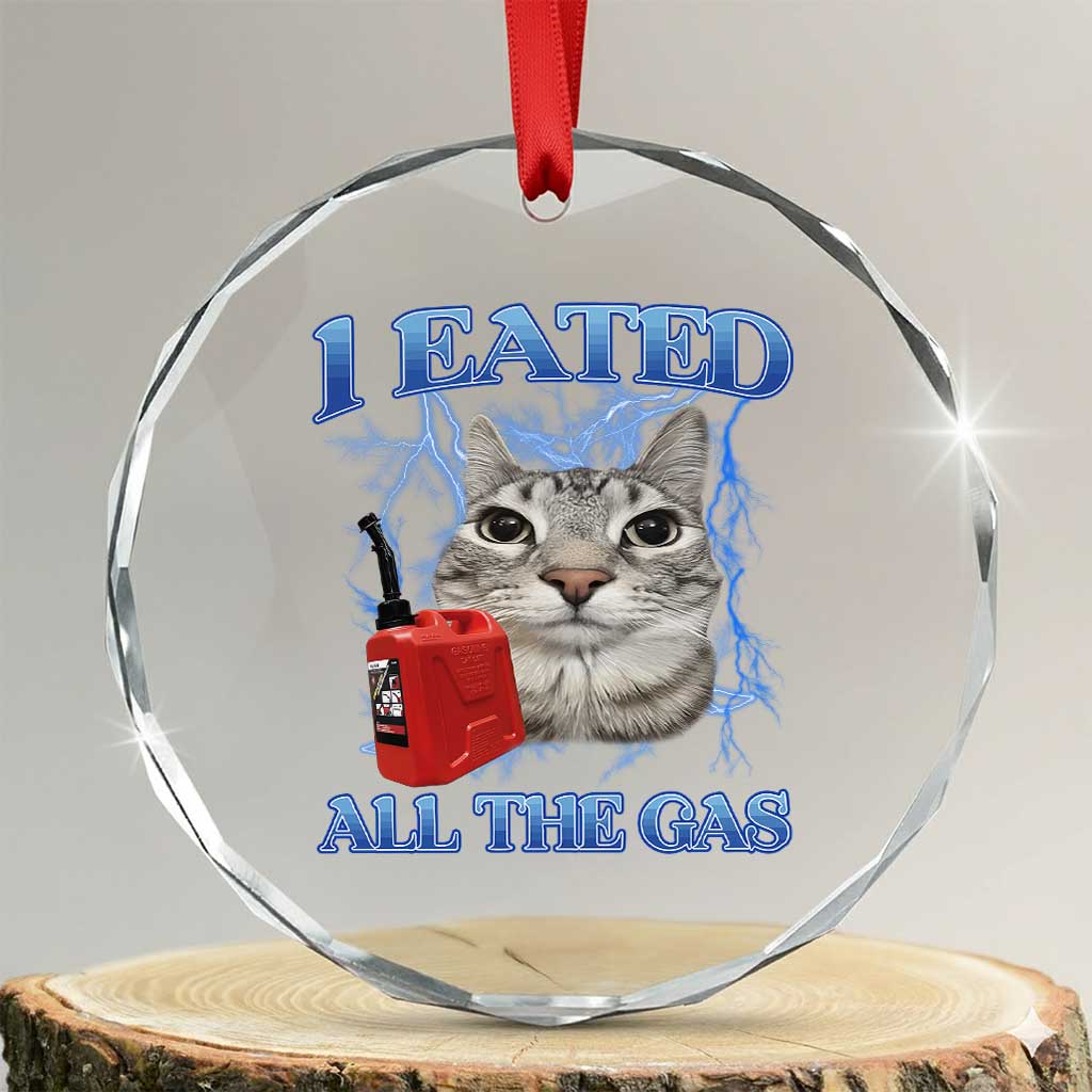 Sarcastic Cat Meme Crystal Glass Ornament I Eated All The Gas Gen Z Humor Bootleg TS10 Transparent Glass 3'' Circle Print Your Wear