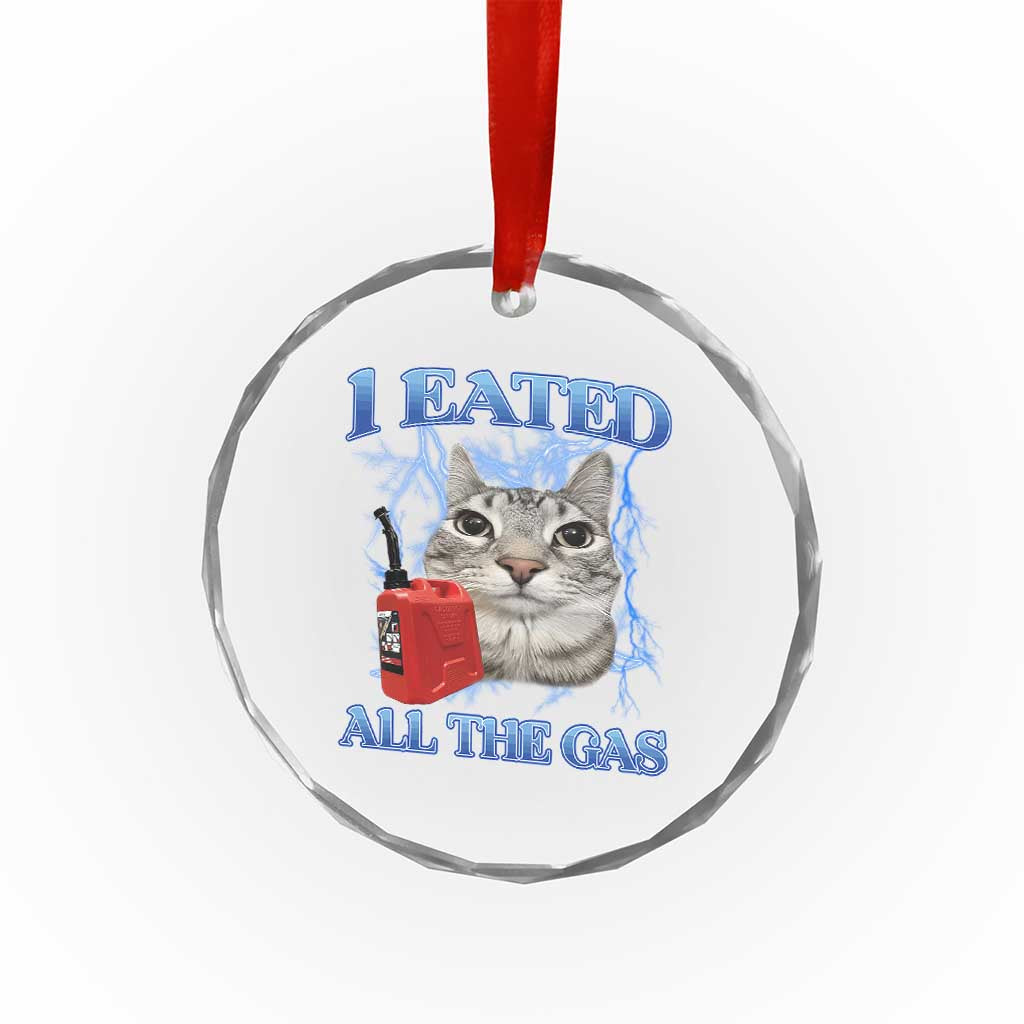 Sarcastic Cat Meme Crystal Glass Ornament I Eated All The Gas Gen Z Humor Bootleg TS10 Print Your Wear