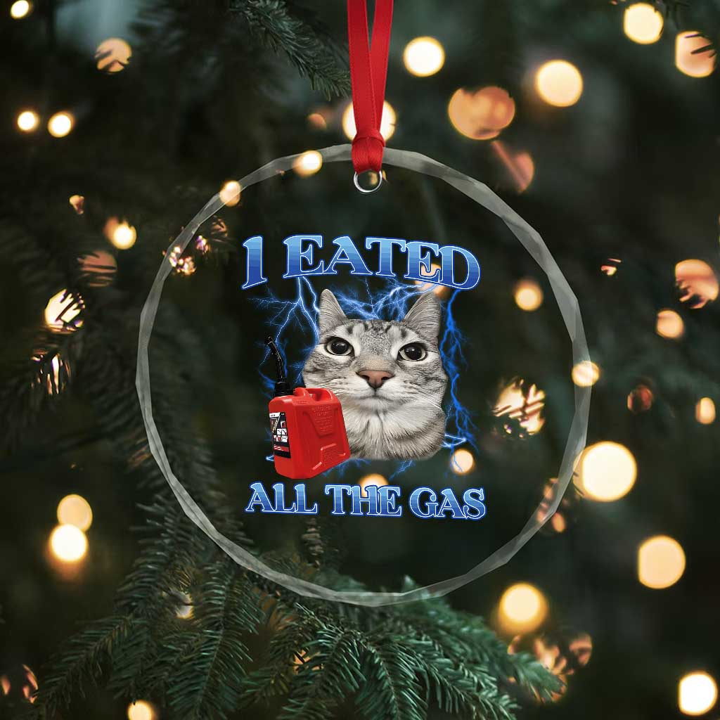 Sarcastic Cat Meme Crystal Glass Ornament I Eated All The Gas Gen Z Humor Bootleg TS10 Print Your Wear