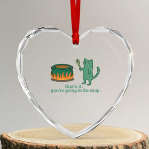 Sarcastic Cat Meme Heart Crystal Glass Ornament Weirdcore Dark Humor TS10 Transparent Glass 3'' Heart Print Your Wear