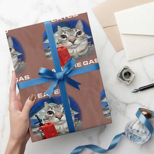Sarcastic Cat Meme Wrapping Paper Roll Funny Retro I Eated All The Gas Gen Z Humor TS10 Mocha Print Your Wear