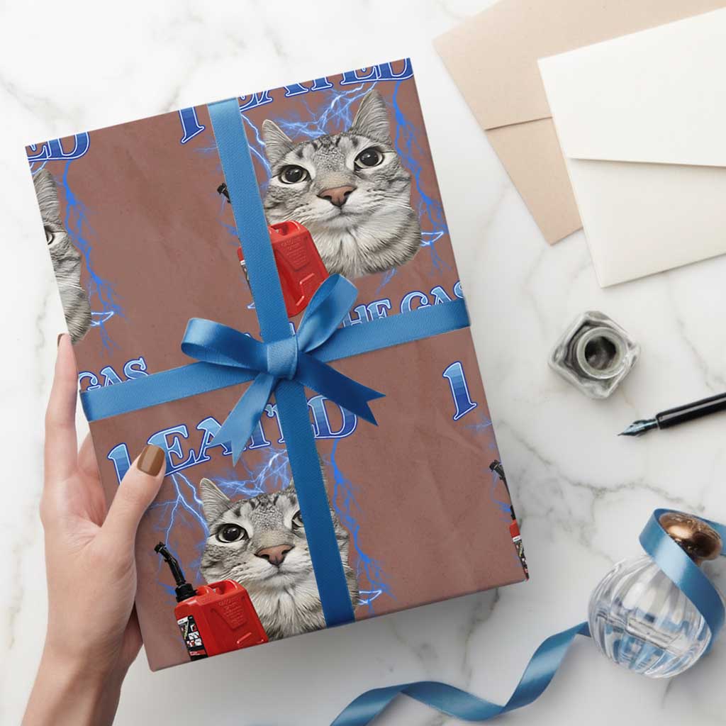 Sarcastic Cat Meme Wrapping Paper Roll I Eated All The Gas Gen Z Humor Bootleg TS10 Mocha Print Your Wear