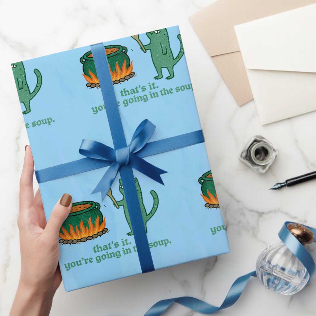 Sarcastic Cat Meme Wrapping Paper Roll Weirdcore Dark Humor TS10 Light Blue Print Your Wear