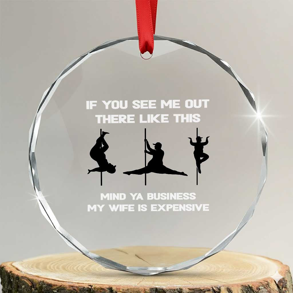 Sarcastic Husband Crystal Glass Ornament Mind Your Business My Wife Is Expensive TS10 Transparent Glass 3'' Circle Print Your Wear