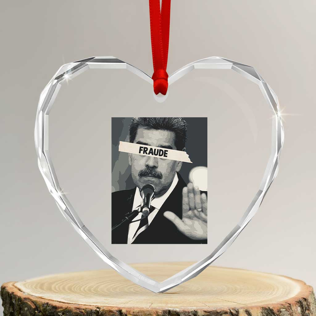 Sarcastic Maduro Fraude Heart Crystal Glass Ornament Corruption Venezuela Political Satire TS02 Transparent Glass 3'' Heart Print Your Wear
