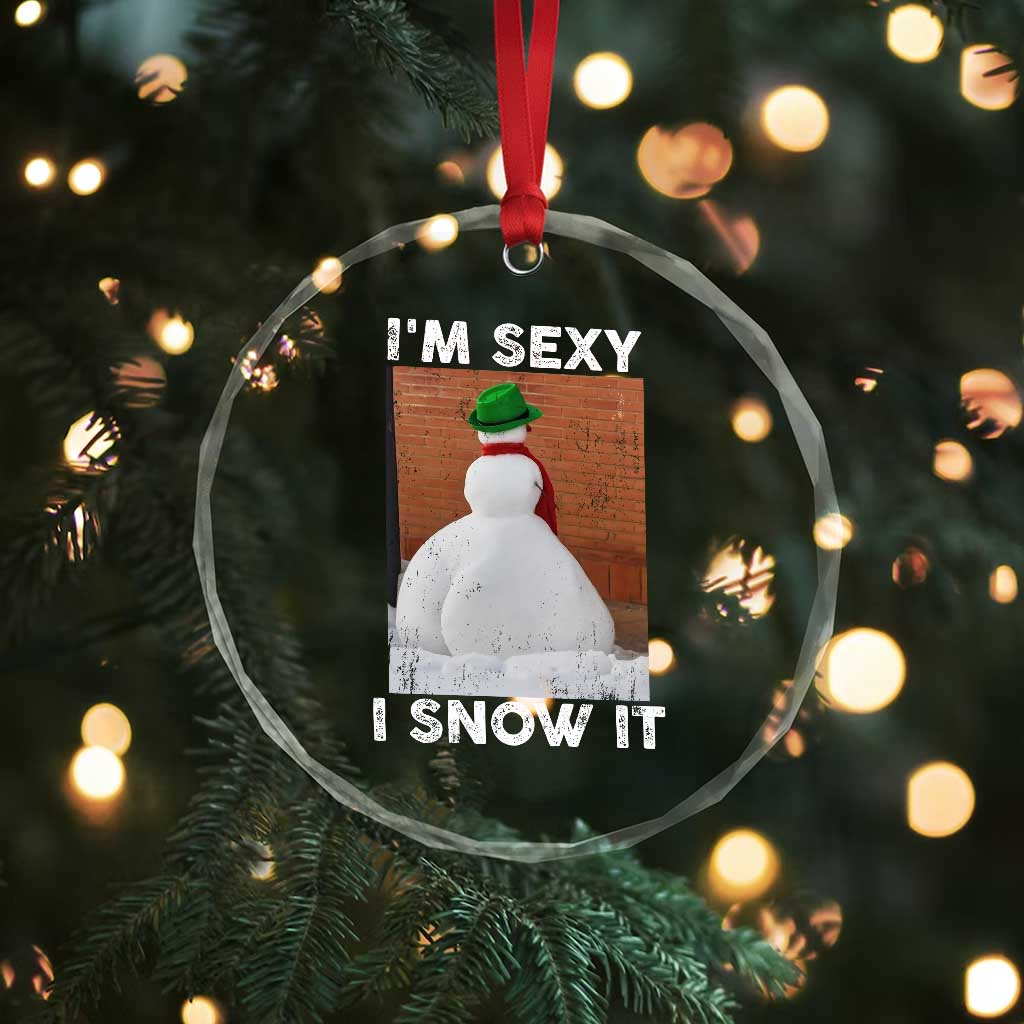 Sarcastic Snowman Crystal Glass Ornament Funny Christmas I'm Sexy and I Snow It TS10 Print Your Wear