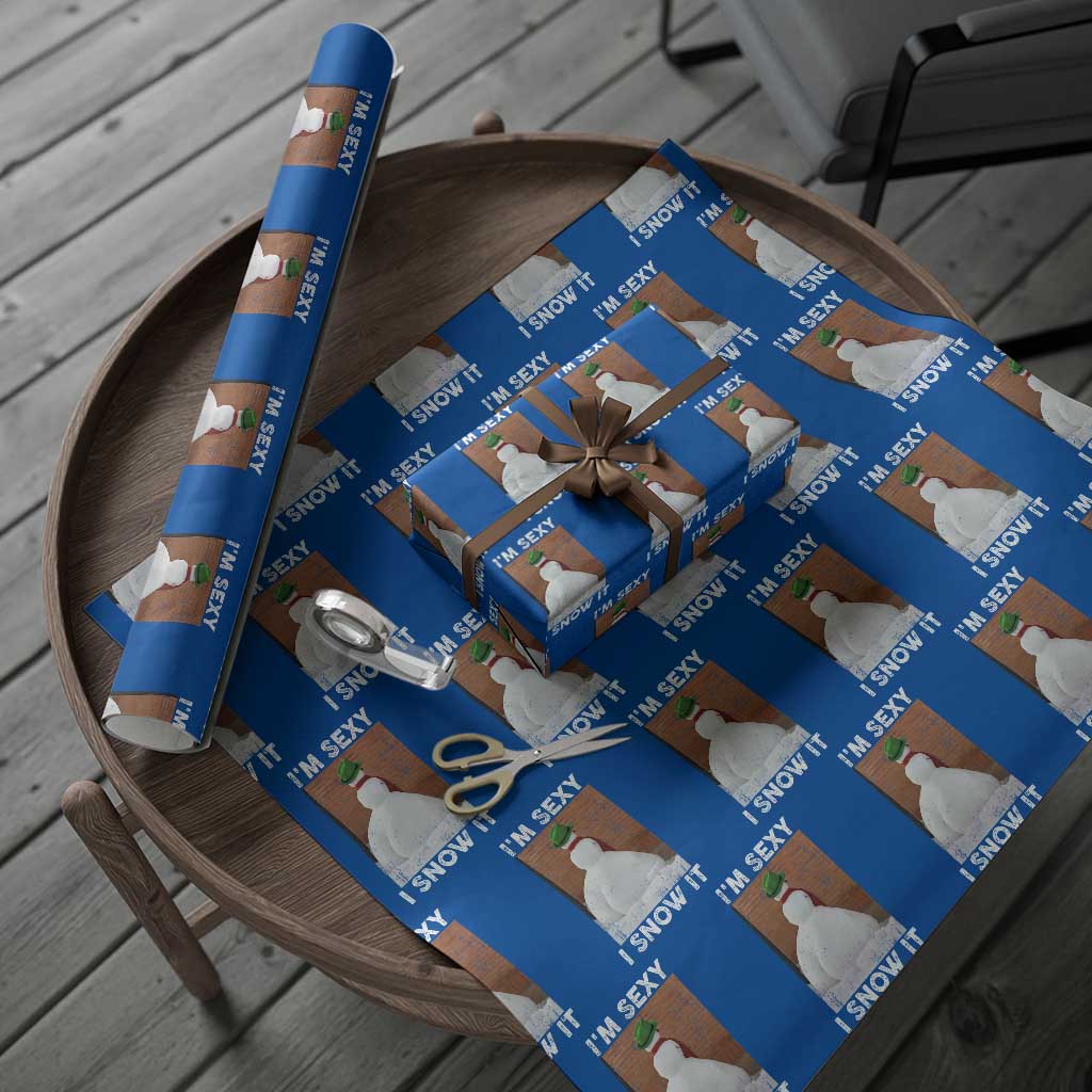 Sarcastic Snowman Wrapping Paper Roll Funny Christmas I'm Sexy and I Snow It TS10 Blue Print Your Wear