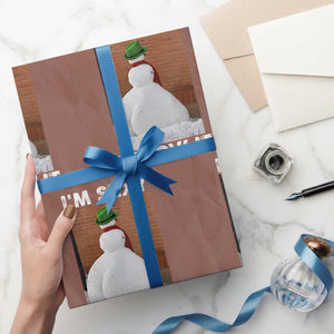 Sarcastic Snowman Wrapping Paper Roll Funny Christmas I'm Sexy and I Snow It TS10 Mocha Print Your Wear