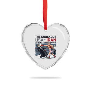 Sarcastic USA vs Iran Knockout Boxing Championship Heart Crystal Glass Ornament Funny Political Satire Fight Night TS02 Print Your Wear