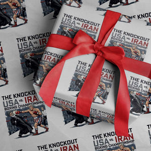 Sarcastic USA vs Iran Knockout Boxing Championship Wrapping Paper Roll Funny Political Satire Fight Night TS02 White Print Your Wear