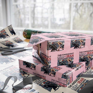 Sarcastic USA vs Iran Knockout Boxing Championship Wrapping Paper Roll Funny Political Satire Fight Night TS02 Light Pink Print Your Wear