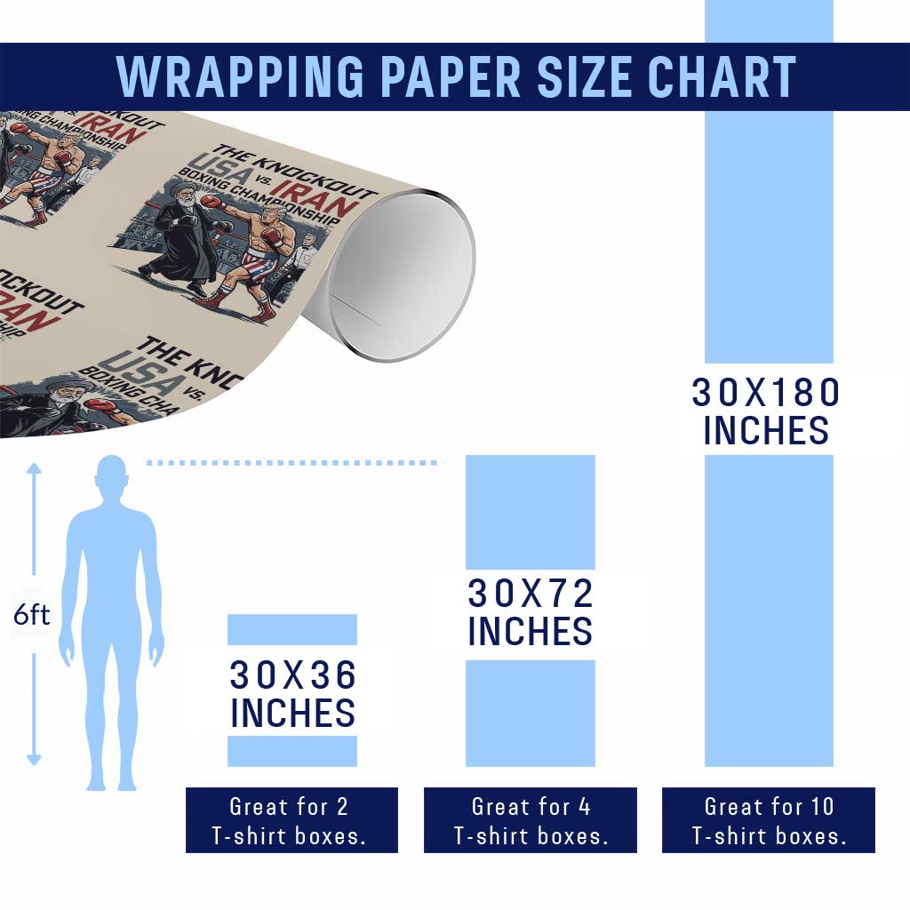 Sarcastic USA vs Iran Knockout Boxing Championship Wrapping Paper Roll Funny Political Satire Fight Night TS02 Print Your Wear