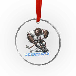 Sasquatch On Ice Crystal Glass Ornament Funny Bigfoot Hockey Player Gift TS12 Print Your Wear