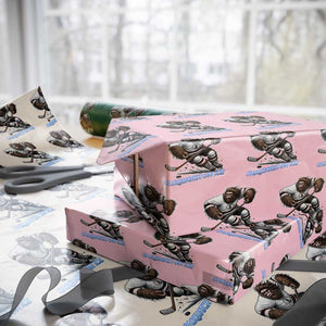 Sasquatch On Ice Wrapping Paper Roll Funny Bigfoot Hockey Player Gift TS12 Light Pink Print Your Wear